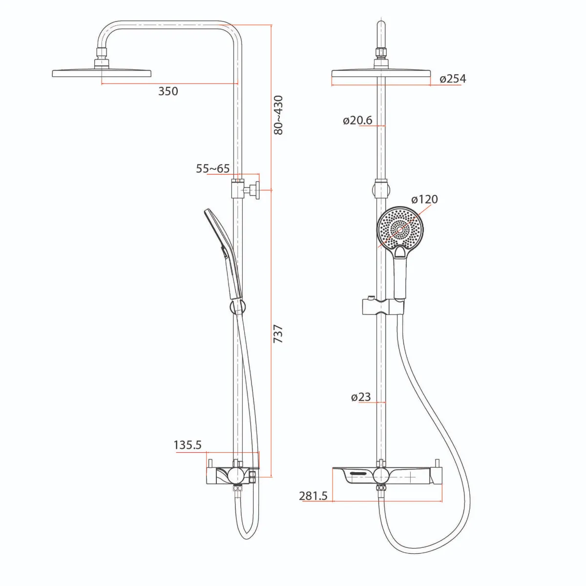 Rubine RSC-DECKOS-U2-GM Rainshower With Mixer - view 5